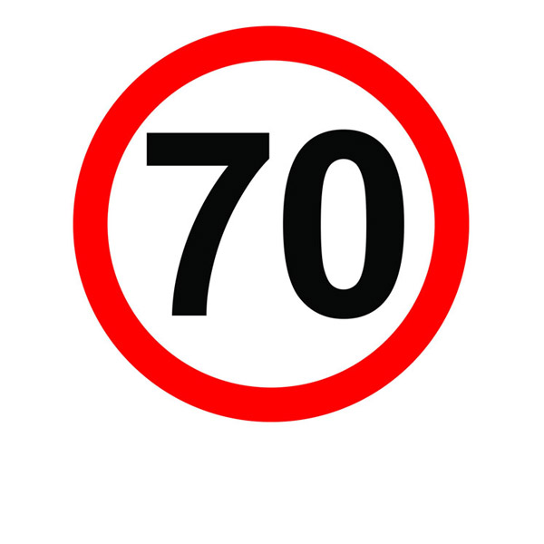 Наклейка - знак на авто «70»